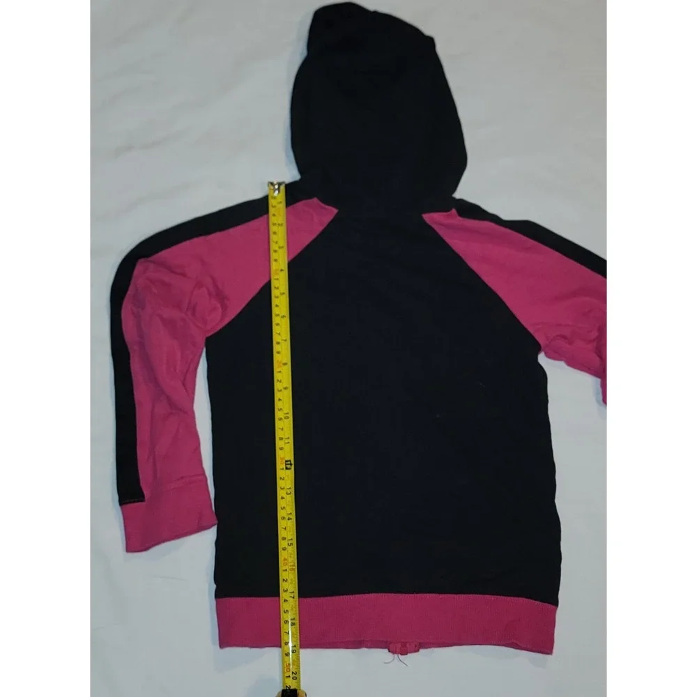 Hello Kitty Girls Hoodie Black/Pink Zip Up Jacket Size 7/8 Sanrio Lightweight